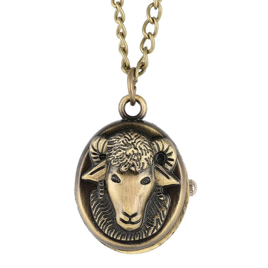 Vintage Ram Head Mechanical Pocket Watch Pendant