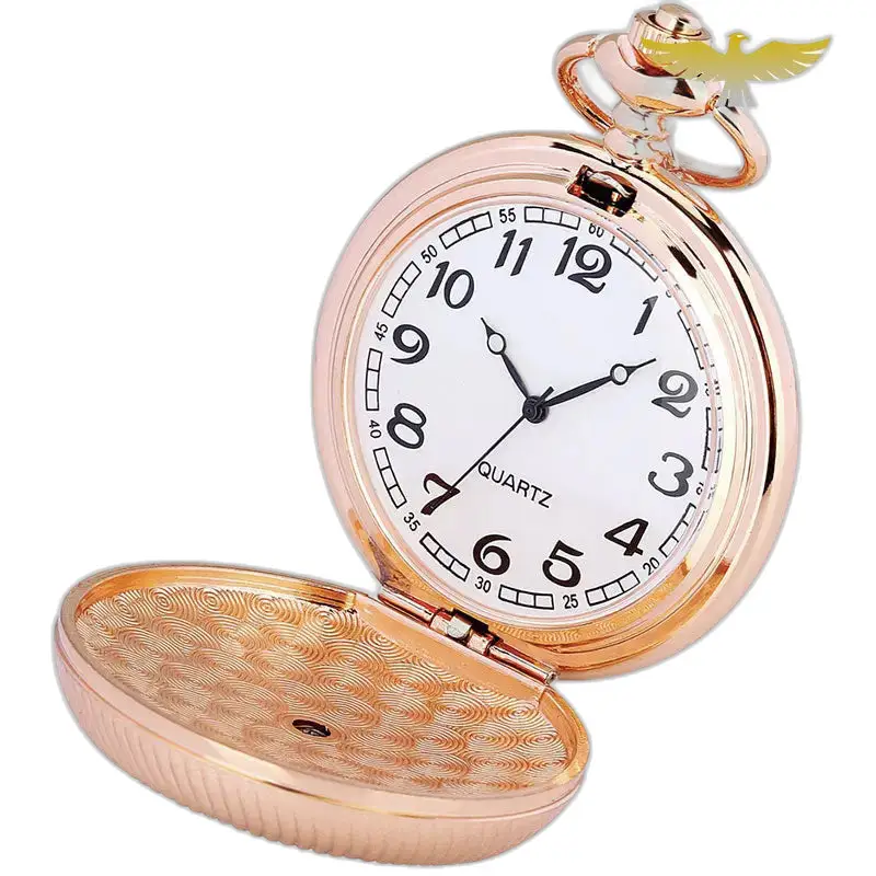 Montre à gousset Quartz Luxe avec pierres émeraude et design en or rose