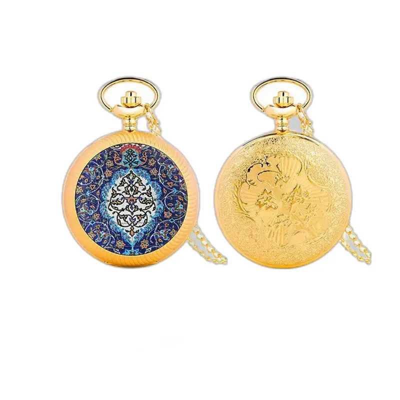 Deux montres à gousset en or, Montre Collier Vintage Fleur Blanche avec mécanisme à quartz