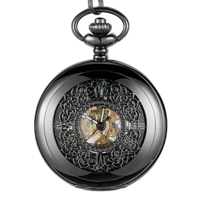 Montre de Poche Mécanique Green Lantern Vintage avec allure unique et design orné noir