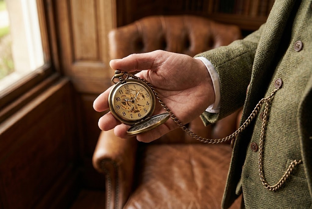 Montre à Gousset Mécanique Chasseur Vintage - Teinte bronze, rouages apparents