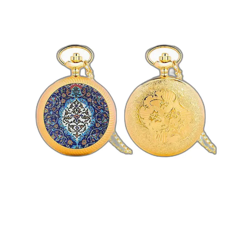 Deux montres de poche en or avec un design unique fleur rose et mécanisme à quartz